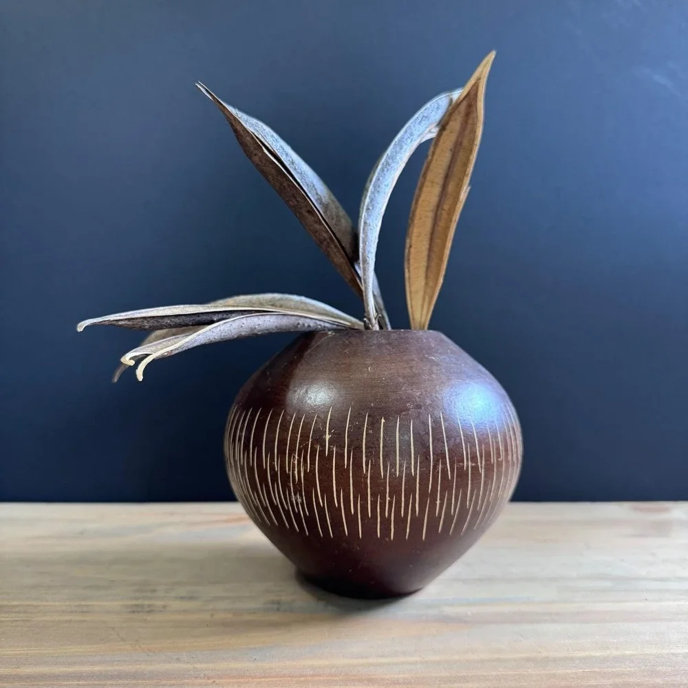 SMALL Hand-Carved Decorative Gourd Vase - 5
